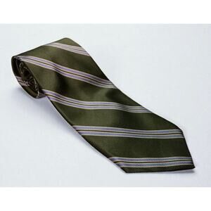 Brooks Brothers green and blue stripe silk stain resistant